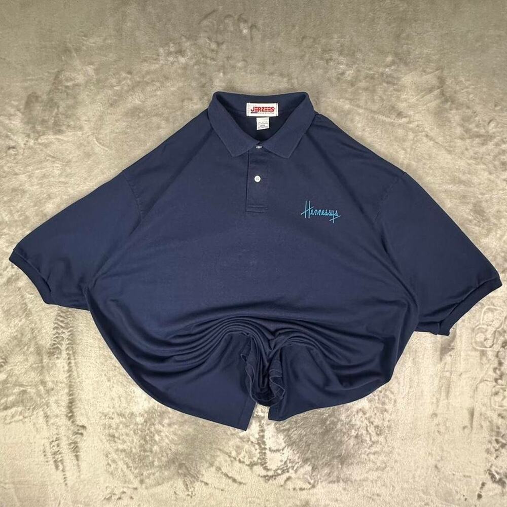 Vintage 90’s Jerzees Navy “Hennessys” Polo Shirt Size XXL